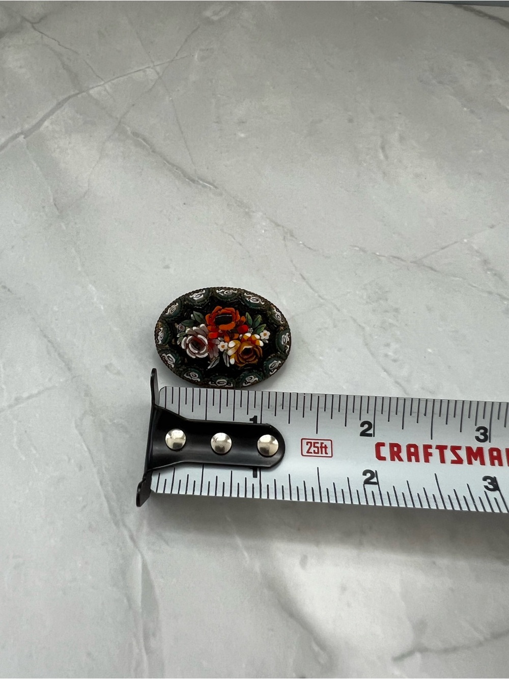 VINTAGE Italian Micro Mosaic Floral Bouquet Brooch Pin - Picture 7 of 9